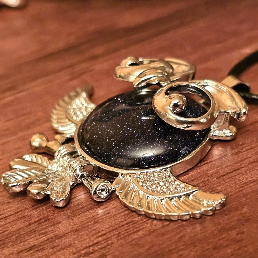NEW Silver and Black Owl Pendant Necklace N1P54 - Picture 4 of 5